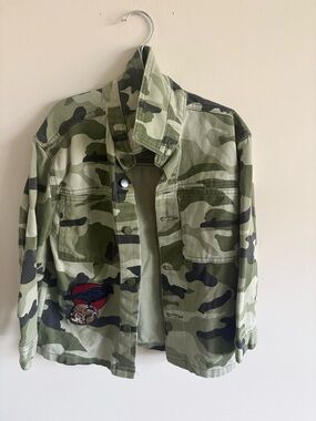 Wonder Nation Olive Green Kids Jacket with Custom Patchwork